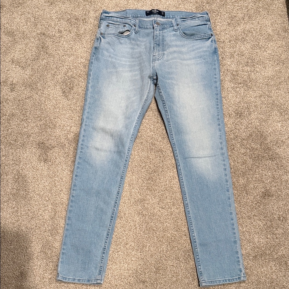 Hollister Men's Skinny Jeans in Light Blue